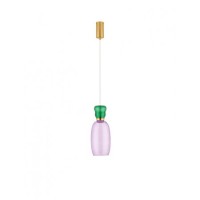 ВИСЕЧКА СВЕИЛКА PLUMA 9W LED 3000K ПЕСОЧНО ЗЛАТЕН МЕТАЛ ДО ЗЕЛЕНО И ВИОЛЕТОВО СТАКЛО NOVA LUCE